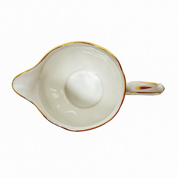 Bone China Mini Creamer Queen Anne Dundee Thistle Gold Trim Scalloped Edge 4 oz - Picture 9 of 11